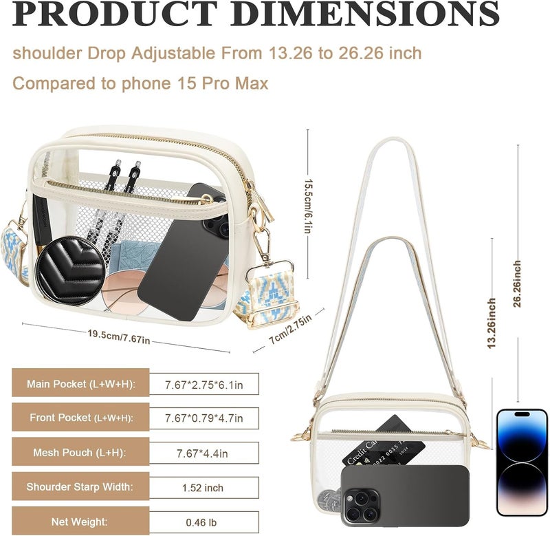KETIEE Clear Crossbody Bag, Stadium Approved Clear Purse Bag for Concerts Sports Events Festivals - Image 4